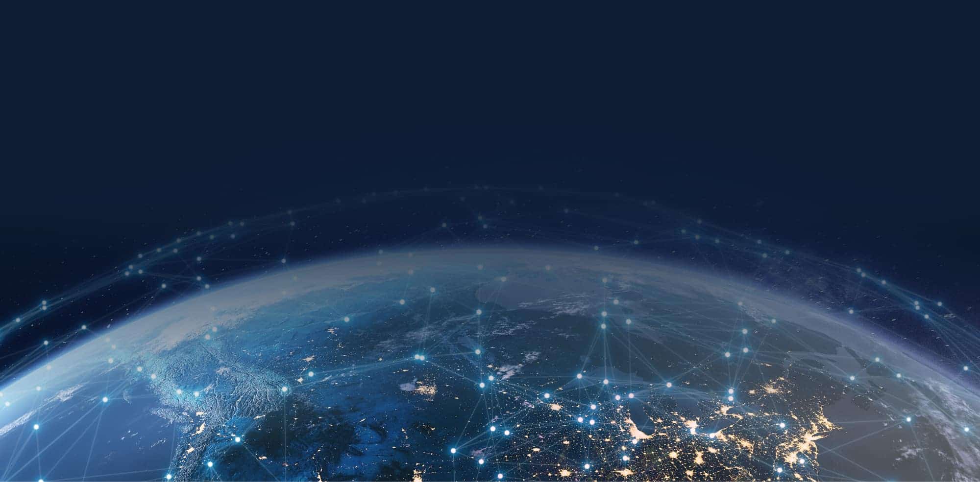 The Earth with a digital network over it.